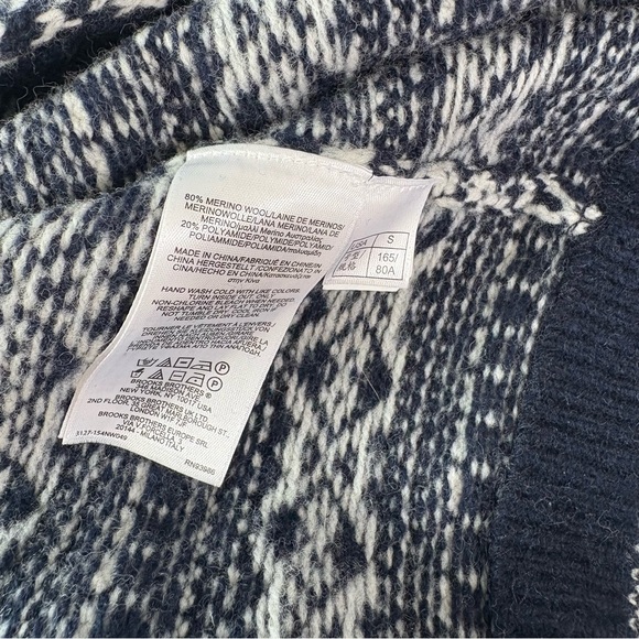 NWT Brooks Brothers Fair Isle Merino Cropped Open Cardigan New - Picture 7 of 10